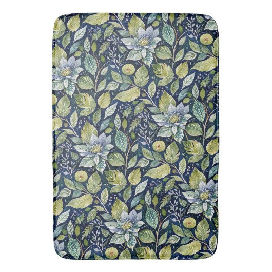 Tapis De Bain Flore bleue Wintry (devant Vertical)