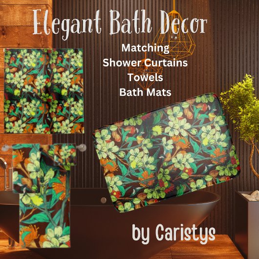 Tapis De Bain Flore Brown, Rouille, Turquoise