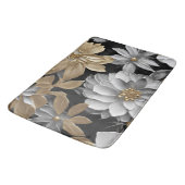 Tapis De Bain Flore d'argent noir (Angle)