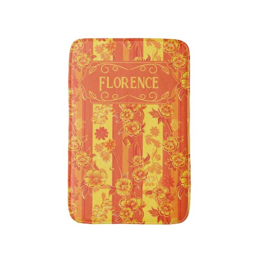 Tapis De Bain Florence Floral jaune et orange (Devant (Vertical))