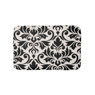 Tapis De Bain Flourissant Damask Art I Black on Cream