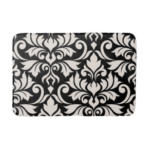 Tapis De Bain Flourissant Damask Art I Cream sur Black