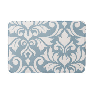 Tapis De Bain Flourissant Damask Art I Cream sur Blue