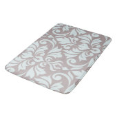 Tapis De Bain Flourissant Damask Art I Duck Egg Blue sur Taupe (Angle)