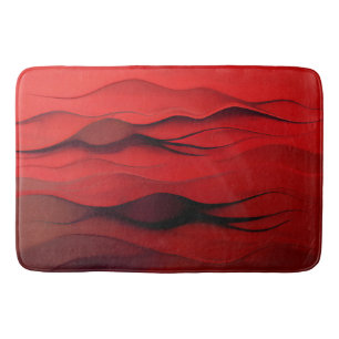 Tapis De Bain Flux Écarlate – Vagues Abstraites Rouges de Mouvem