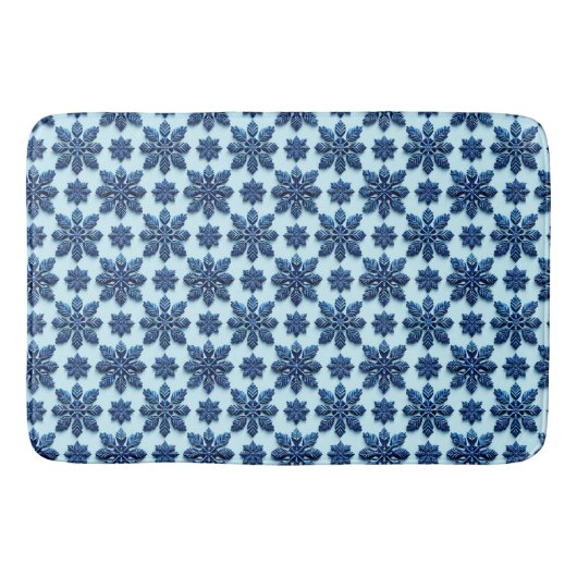 Tapis De Bain Fond à motif flocon de neige bleu (Devant)