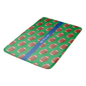 Tapis De Bain Football Motif, Nom Blanc, Bleu & Vert (Angle)