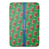 Tapis De Bain Football Motif, Nom Blanc, Bleu & Vert (devant Vertical)