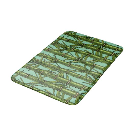 Tapis De Bain Forêt de bambou sur bleu clair (Angle)