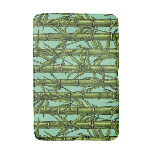 Tapis De Bain Forêt de bambou sur bleu clair (Devant (Vertical))