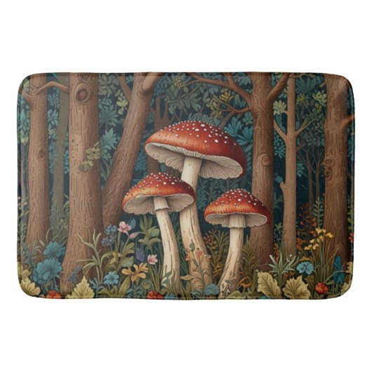 Tapis De Bain Forêt de champignons rétro (Devant)