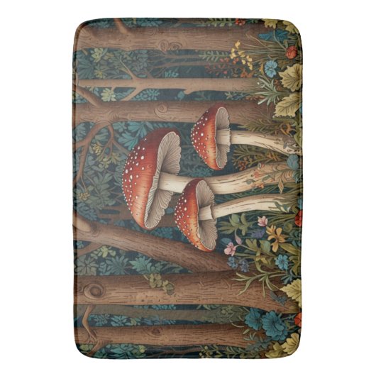 Tapis De Bain Forêt de champignons rétro (devant Vertical)