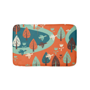Tapis De Bain Forêt d'oies : Scène Vintage de la nature