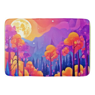 Tapis De Bain Forêt Lune Vibrante