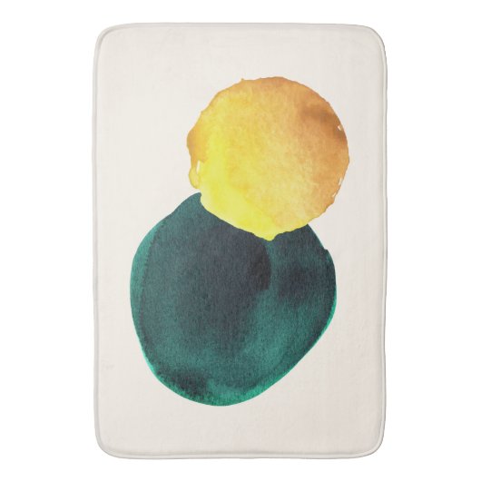 Tapis De Bain Forme biologique Aquarelle Abstraite Jaune Vert (devant Vertical)