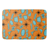 Tapis De Bain Formes atomiques MCM Turquoise sur orange (Devant)