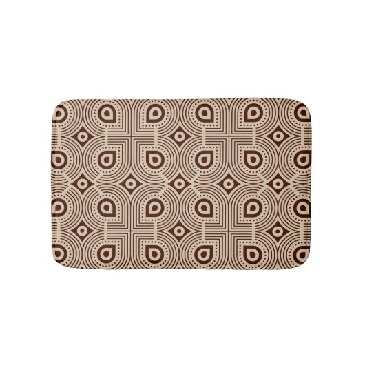 Tapis De Bain Formes Géométriques Beiges Et Brown (Devant)