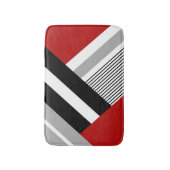 Tapis De Bain Formes géométriques rouges, grises, blanches et no (Devant (Vertical))