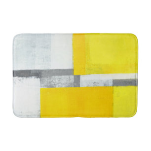 Tapis De Bain "Fort" art abstrait gris et jaune