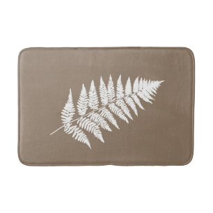 Tapis De Bain Fougère 1 de région boisée, Taupe Tan et blanc