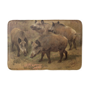 Tapis De Bain Four Wild Boar on Grass (par Rosa Bonheur)