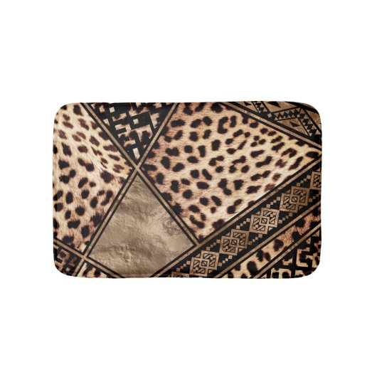 Tapis De Bain Fourrure de Cheetah aux ornements ethniques (Devant)