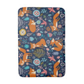 Tapis De Bain Foxes rouges mignons et fleurs colorées (Devant (Vertical))