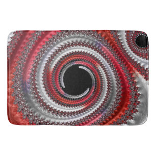 Tapis De Bain Fractale Abstraite, rouge et noire