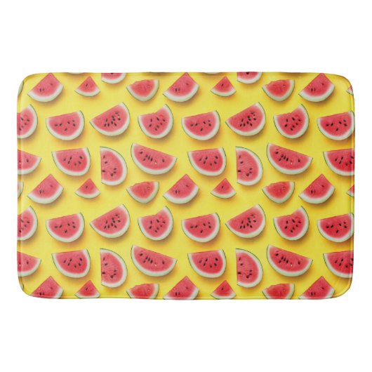 Tapis De Bain Fraîches de pastèque Motif sur Jaune (Devant)