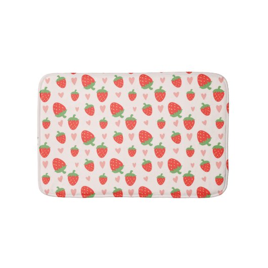Tapis De Bain Fraises et Coeurs doux Mat de bain (Devant)
