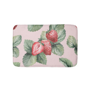 Tapis De Bain Fraises mûres d'été : Aquarelle rose