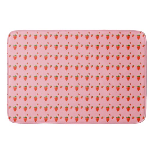 Tapis De Bain Fraises rouges sur arrière - plan rose (Devant)
