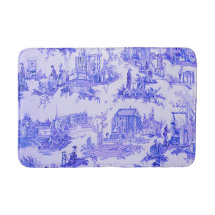 Tapis De Bain Français Bleu Blanc Toile Chinoiserie Style Rustiq