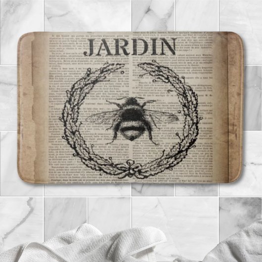 Tapis De Bain francais botanique vintage queen bee