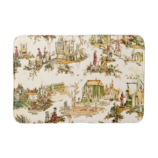 Tapis De Bain Français Creme Toile Chinoiserie Style Rustique (Devant)