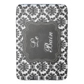 Tapis De Bain Français Damas Design Noir & Blanc Bain Mat (devant Vertical)