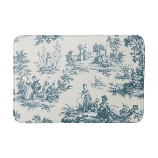 Tapis De Bain Français toile de jouy sage vert élégant (Devant)