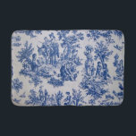 Tapis De Bain Française toile de jouy bleu et blanc élégant<br><div class="desc">toile de jouy bleu et blanc.</div>