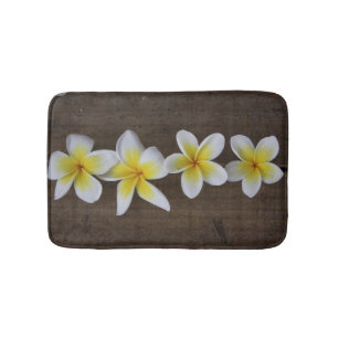 Tapis De Bain Frangipaniers Plumeria sur Bois Rustique