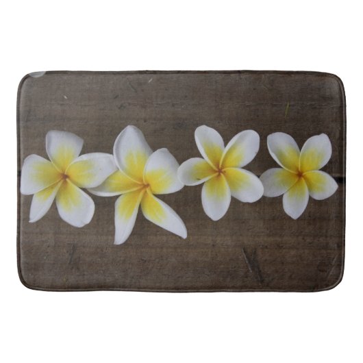 Tapis De Bain Frangipanis Plumeria sur le bois rustique (Devant)