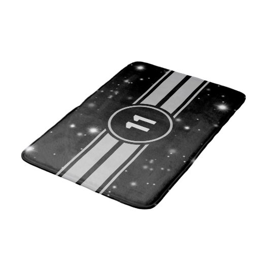 Tapis De Bain Frappe de course noir et argent (Angle)