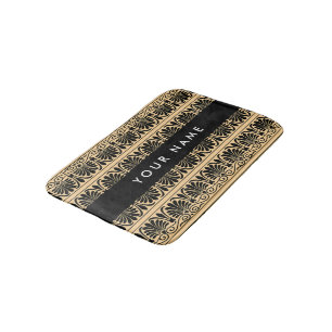 Tapis De Bain Fret Grec Arabesque Brown, Votre Nom, Personnalise