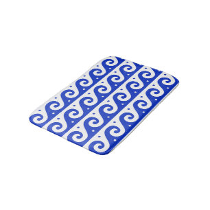 Tapis De Bain Fret grec, Motif d'onde méditerranéen, Bleu