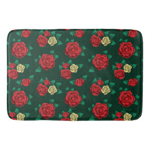 Tapis De Bain Frida Kahlo motif rouge et de rose d'or