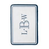 Tapis De Bain Frontière bleue classique décorée d'un monogramme (Devant (Vertical))