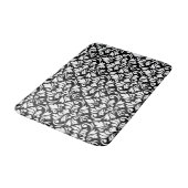 Tapis De Bain Fruit Damask Grand Motif Blanc sur Noir (Angle)