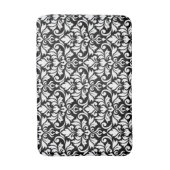 Tapis De Bain Fruit Damask Grand Motif Blanc sur Noir (Devant (Vertical))