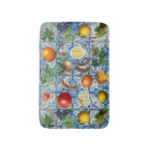Tapis De Bain Fruit d'été méditerranéen & Mosaïque Bleue Blanc (Devant (Vertical))
