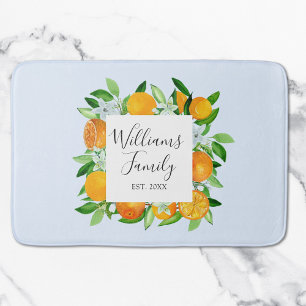 Tapis De Bain Fruits et fleurs orange floral botanique d'été