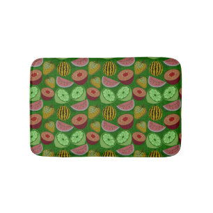 Tapis De Bain Fruits tropicaux motifs et vert arrière - plan